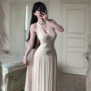 Cream Halter Dress
